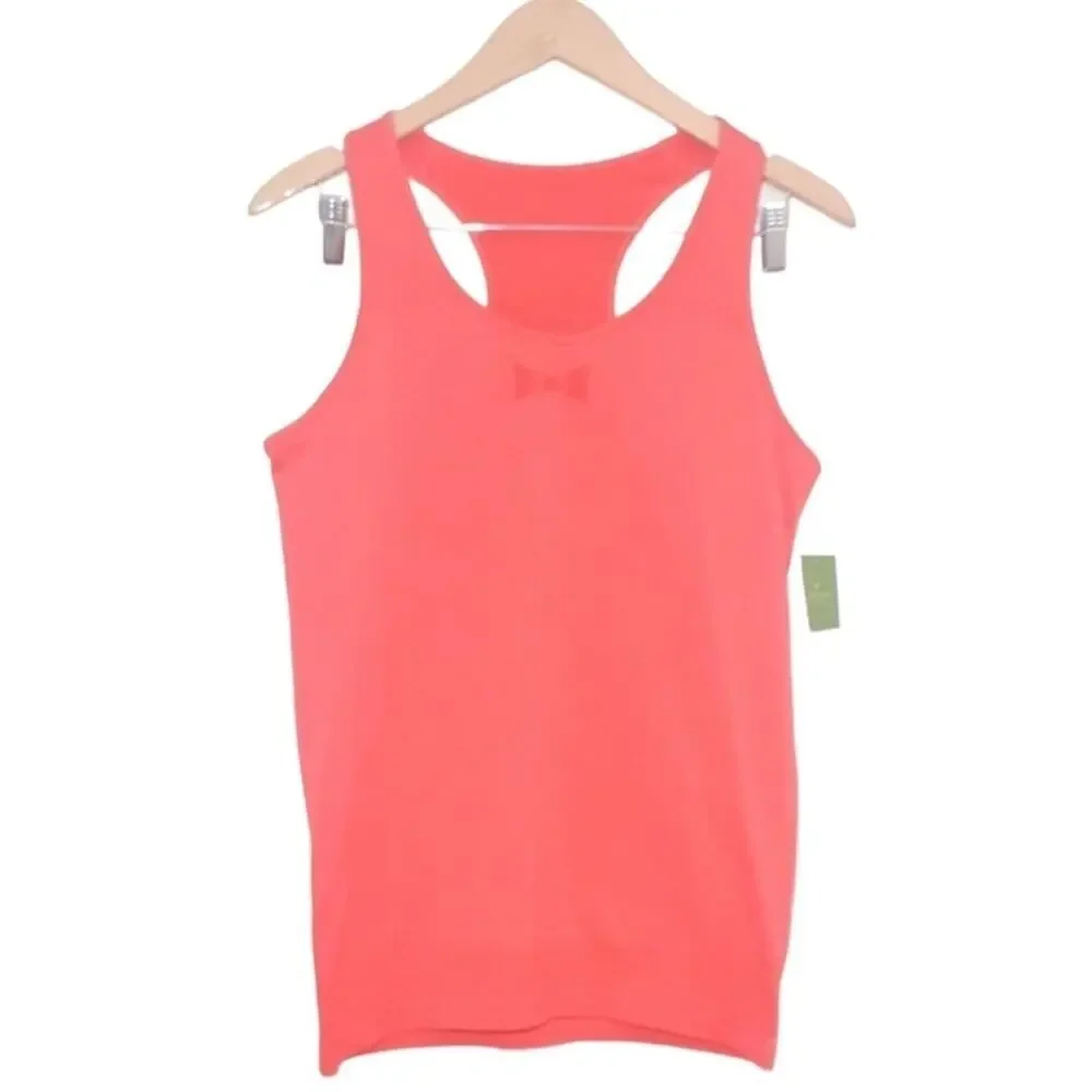 Kate Spade Jacquard Bow Tank Top in Peach Sherbet Pink NEW